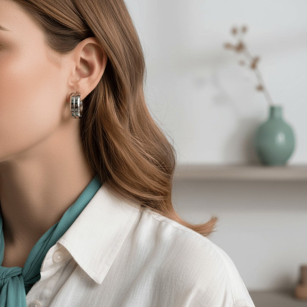 Oorringen – 20mm RVS Met Gleuf Zilverkleur Unisex - Aramat Jewels - Oorringen - cadeautip