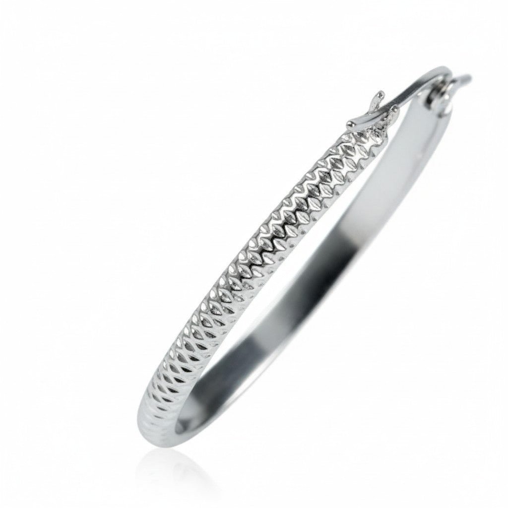 Oorringen – 30mm Creool Puntjes Patroon RVS Zilverkleur Dames - Aramat Jewels - Oorringen - cadeautip