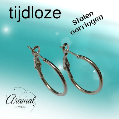 Oorringen – Klassieke Basic Hoepel Creolen RVS Zilverkleur (Diverse Maten) - Aramat Jewels - Oorringen - cadeautip