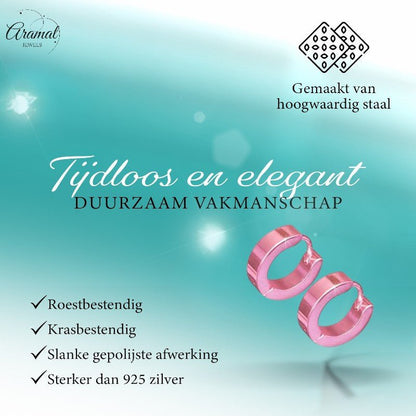 Oorringen – RVS Roze Glans (14mm) - Aramat Jewels - Oorringen - cadeautip