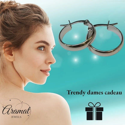 Oorringen – RVS Zilverkleur Glad Glans (20mm) - Aramat Jewels - Oorringen - cadeautip