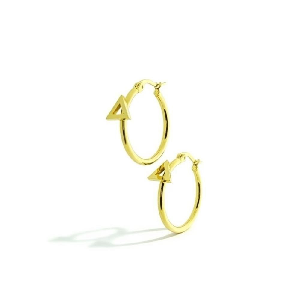 Oorringen – Staal Driehoek Goudkleurig (24mm) - Aramat Jewels - Oorringen - cadeautip