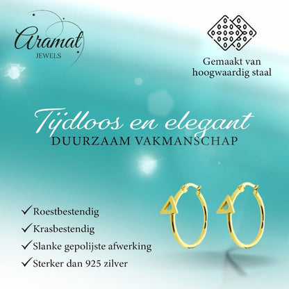 Oorringen – Staal Driehoek Goudkleurig (24mm) - Aramat Jewels - Oorringen - cadeautip