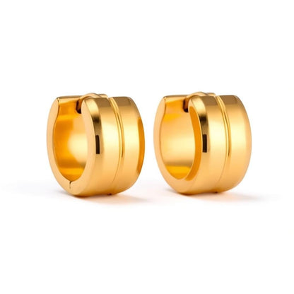 Oorringen – Staal Enkele Streep Goudkleurig (13mm) - Aramat Jewels - Oorringen - cadeautip