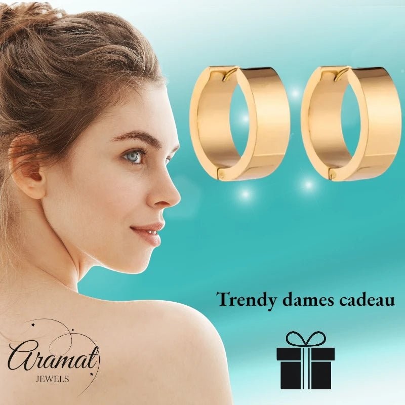Oorringen – Staal Glad Goudkleurig (20mm) - Aramat Jewels - Oorringen - cadeautip