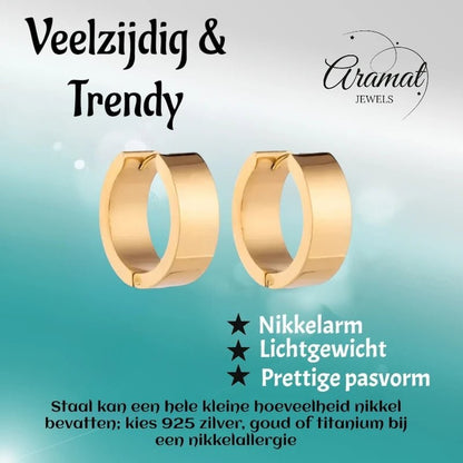 Oorringen – Staal Glad Goudkleurig (20mm) - Aramat Jewels - Oorringen - cadeautip