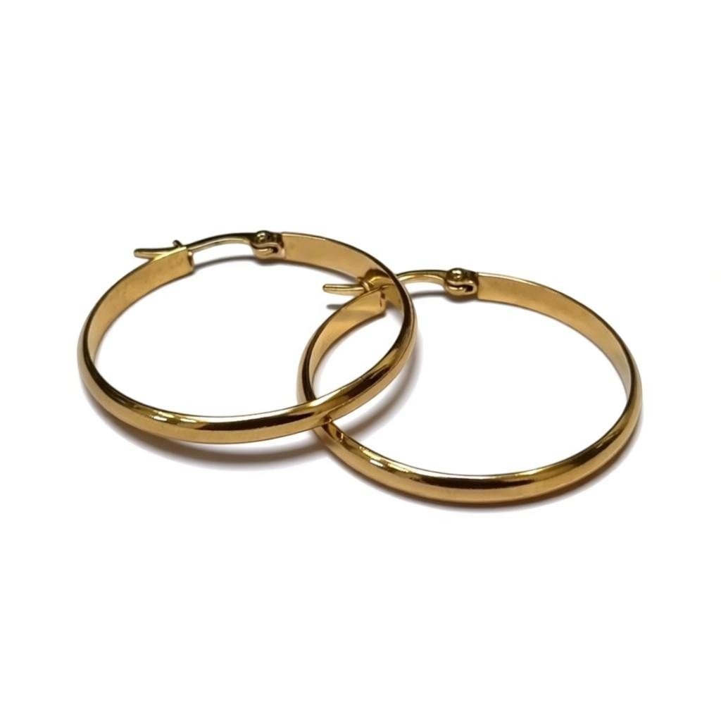Oorringen – Staal Glad Goudkleurig (35mm) - Aramat Jewels - Oorringen - cadeautip