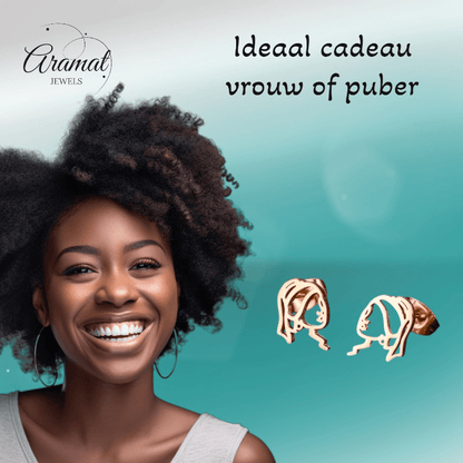 Oorstekers Meisje met de Parel – Rosékleurig RVS - oor6392 - 638456 - Oorbellen kopen# - 12mm - alles - cadeau