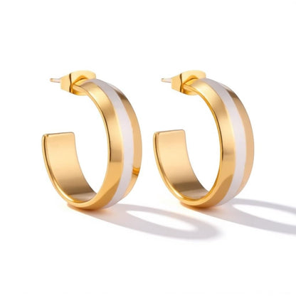 Oorstekers – Staal Hoepel Bicolor Mat (22mm) - Aramat Jewels - Oorringen - cadeautip
