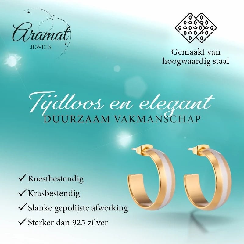 Oorstekers – Staal Hoepel Bicolor Mat (22mm) - Aramat Jewels - Oorringen - cadeautip