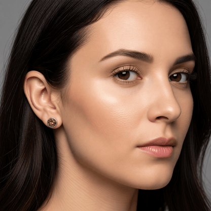 Oorstekers – Staal Kristal Bruin Zilverkleur (8mm) - Aramat Jewels - Oorbellen - cadeautip