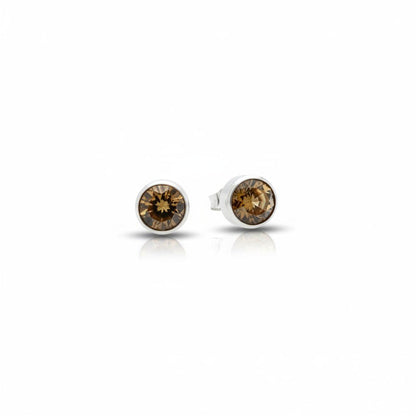 Oorstekers – Staal Kristal Bruin Zilverkleur (8mm) - Aramat Jewels - Oorbellen - cadeautip