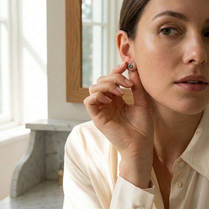 Oorstekers – Staal Kristal Donker Groen Zilverkleur (5mm) - Aramat Jewels - Oorbellen - cadeautip