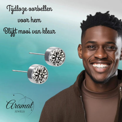 Oorstekers – Staal Kristal Grijs Zilverkleur (6mm) - Aramat Jewels - Oorbellen - cadeautip