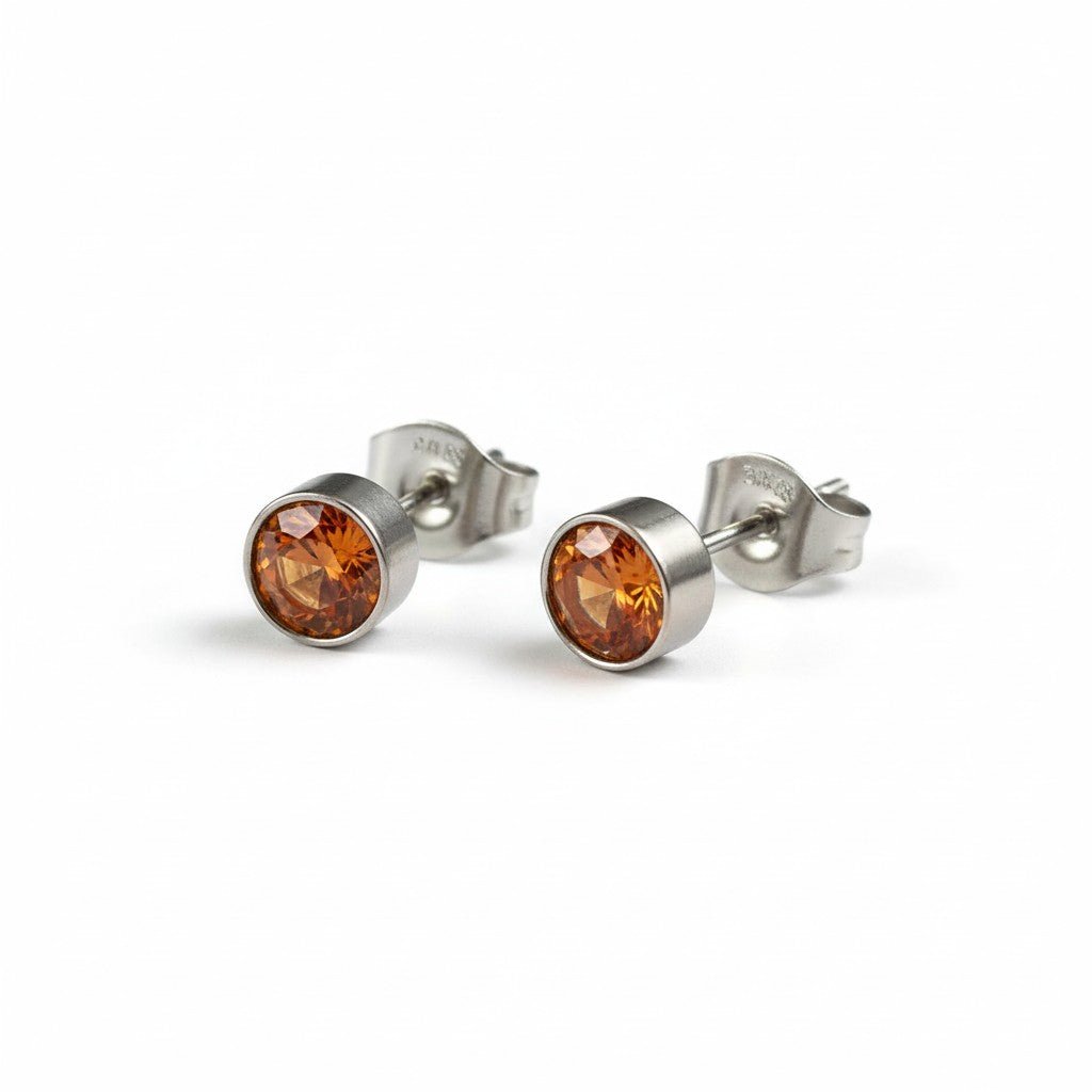 Oorstekers – Staal Kristal Oranje Zilverkleur (5mm) - Aramat Jewels - Oorbellen - cadeautip