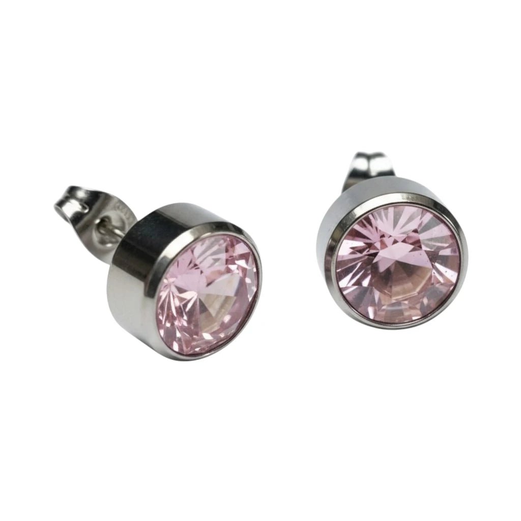 Oorstekers – Staal Kristal Roze Zilverkleur (10mm) - Aramat Jewels - Oorbellen - cadeautip