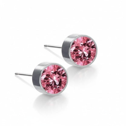 Oorstekers – Staal Kristal Roze Zilverkleur (6mm) - Aramat Jewels - Oorbellen - cadeautip