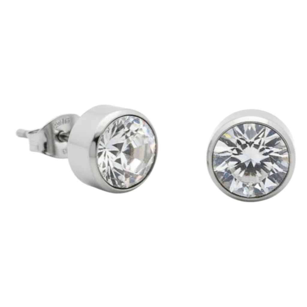 Oorstekers – Staal Kristal Transparant Zilverkleur (10mm) - Aramat Jewels - Oorbellen - cadeautip