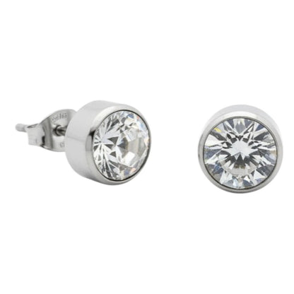 Oorstekers – Staal Kristal Transparant Zilverkleur (10mm) - Aramat Jewels - Oorbellen - cadeautip