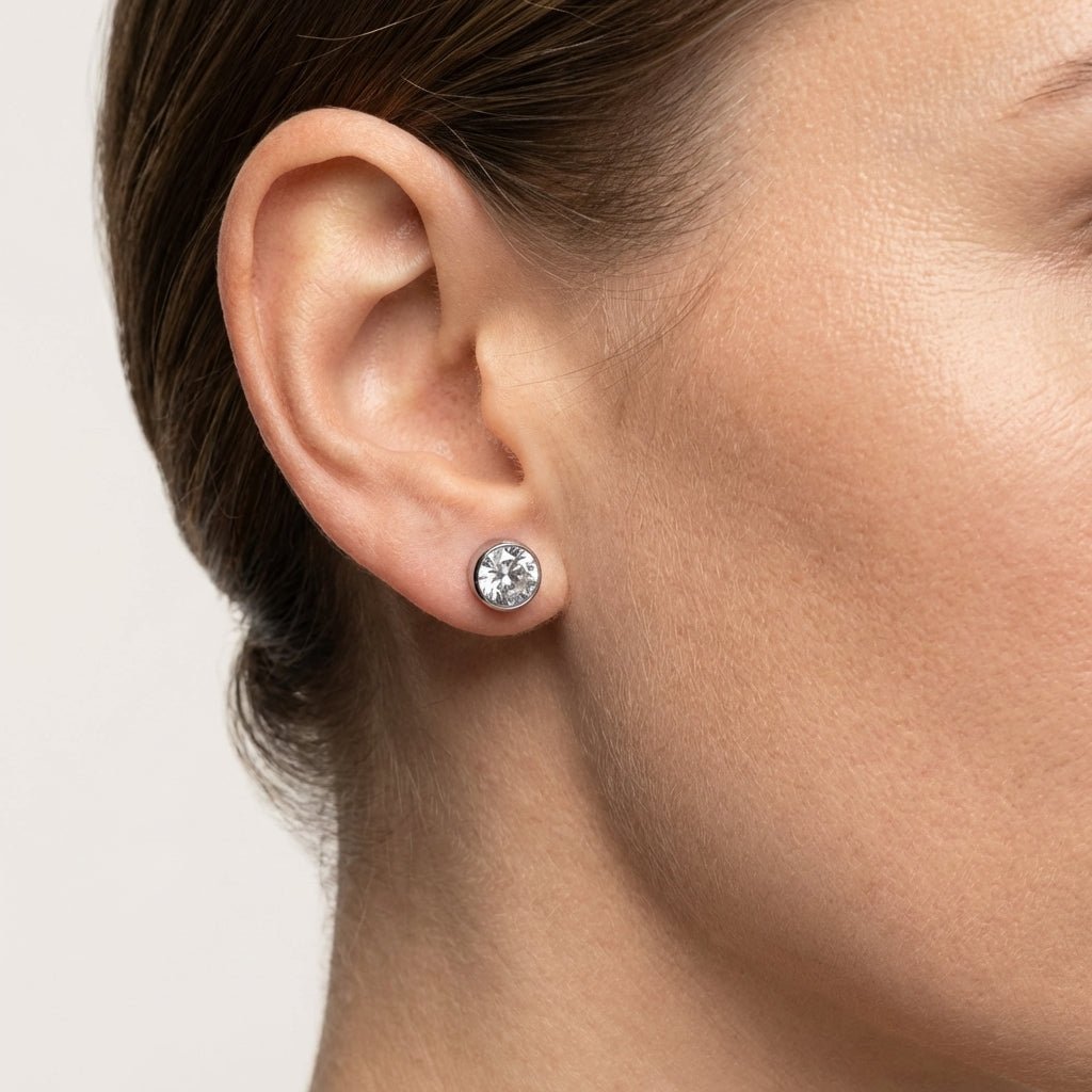 Oorstekers – Staal Kristal Transparant Zilverkleur (10mm) - Aramat Jewels - Oorbellen - cadeautip