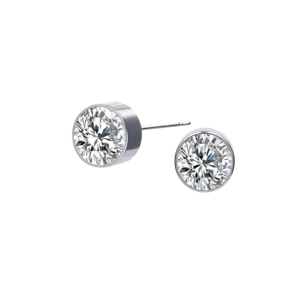 Oorstekers – Staal Kristal Transparant Zilverkleur (6mm) - Aramat Jewels - Oorbellen - cadeautip