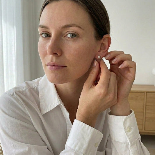 Oorstekers – Staal Vierkant Zilverkleurig (4mm) - Aramat Jewels - Oorbellen - cadeautip