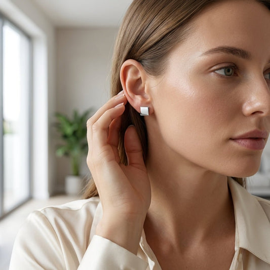 Oorstekers – Staal Vierkant Zilverkleurig (8mm) - Aramat Jewels - Oorbellen - cadeautip