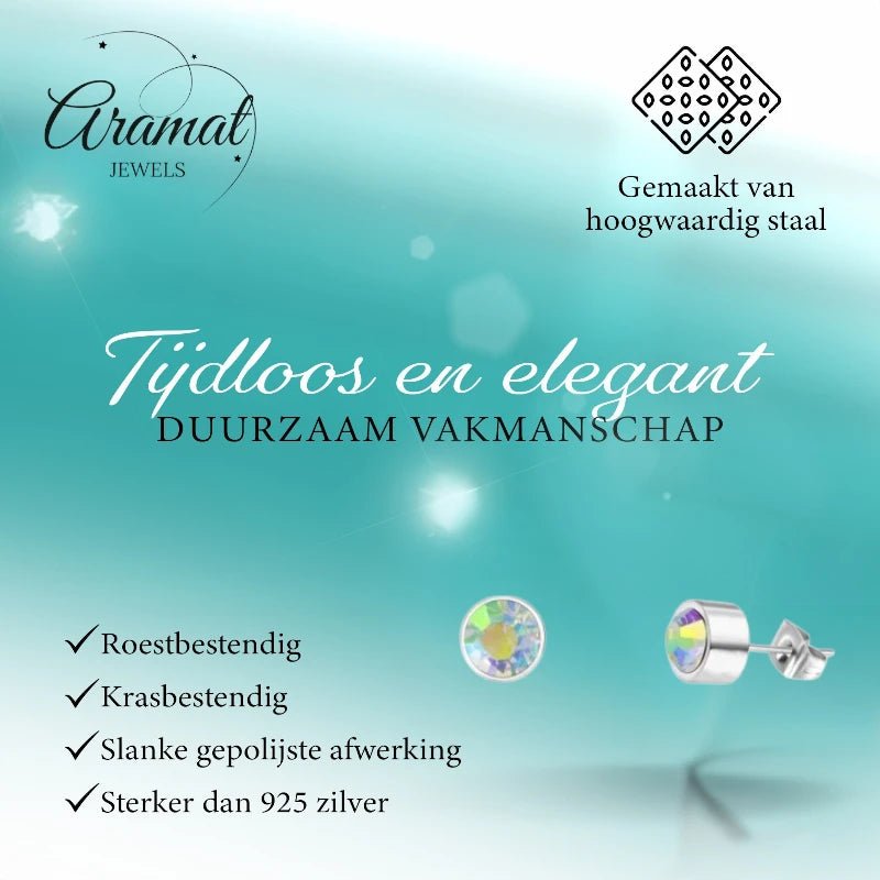Oorstuds – Staal Kristal AB Transparant Zilverkleur (3mm) - Aramat Jewels - Oorbellen - cadeautip
