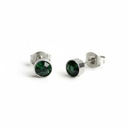 Oorstuds – Staal Kristal Groen Zilverkleur (5mm) - Aramat Jewels - Oorbellen - cadeautip