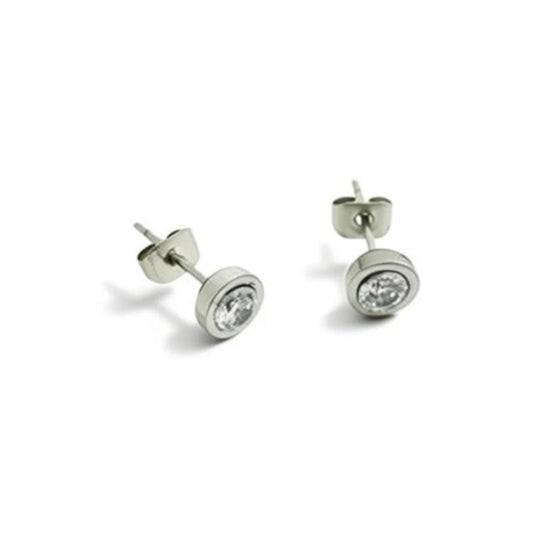 Oorstuds – Staal Zirkonia Transparant Zilverkleur (6mm) - Aramat Jewels - Oorbellen - cadeautip