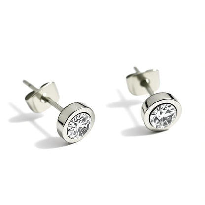 Oorstuds – Staal Zirkonia Transparant Zilverkleur (6mm) - Aramat Jewels - Oorbellen - cadeautip