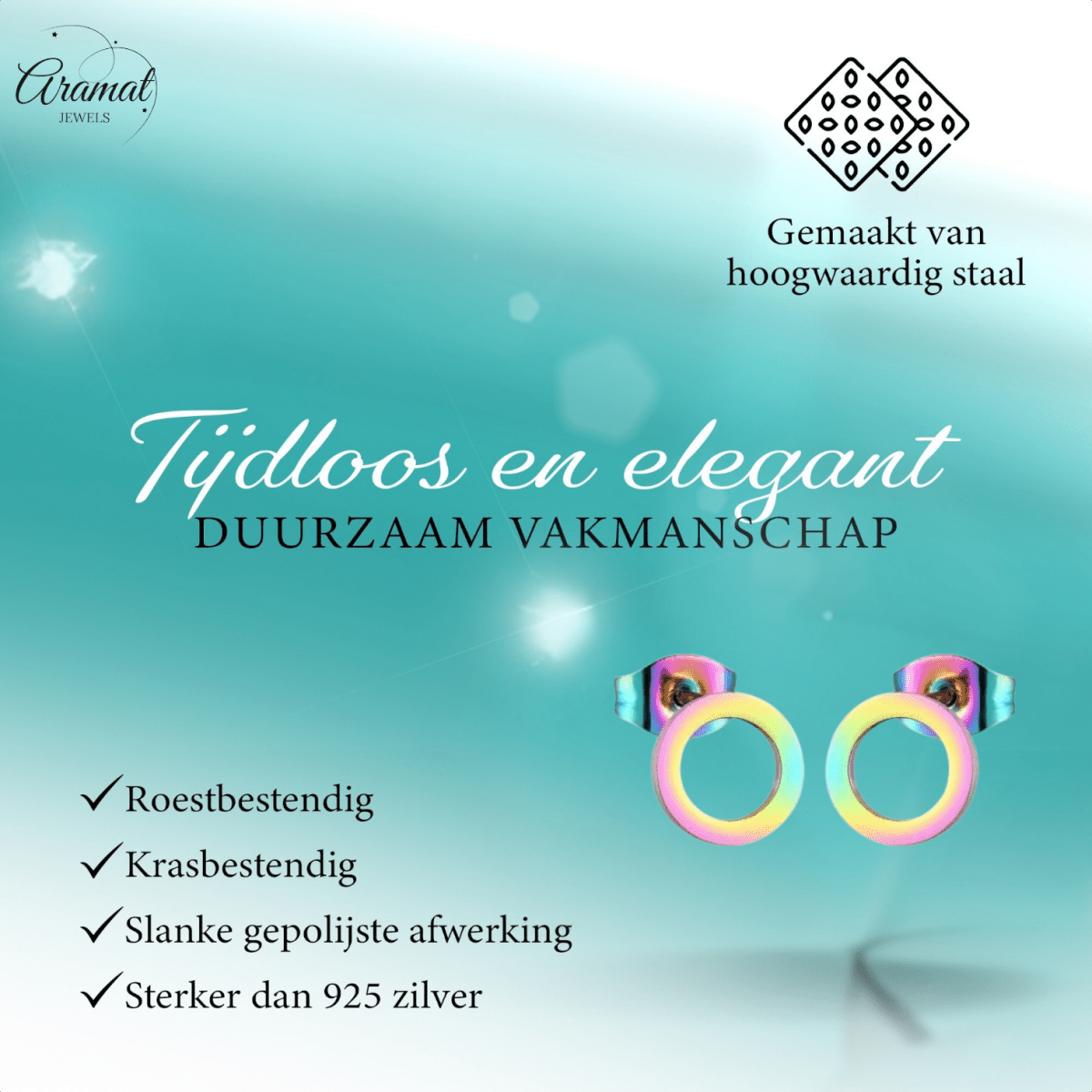 Open Cirkel Oorbellen Multikleur – 9mm - Aramat Jewels - Oorbellen - cadeautip