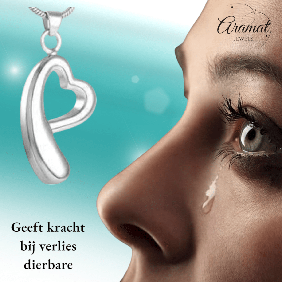 Open hart ashanger – rouwsieraad van staal - Aramat Jewels - Gedenkhangers - cadeautip