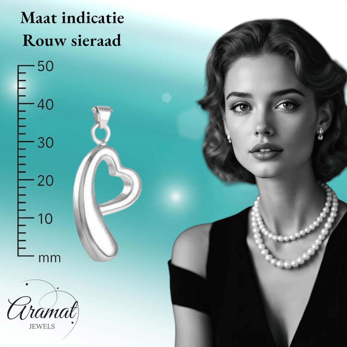 Open hart ashanger – rouwsieraad van staal - Aramat Jewels - Gedenkhangers - cadeautip