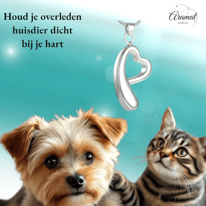 Open hart ashanger – rouwsieraad van staal - Aramat Jewels - Gedenkhangers - cadeautip