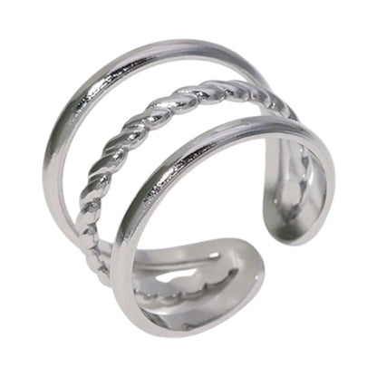 Open Ring Driedubbele Band: Glad en Gedraaid (15 mm Breed) - Aramat Jewels - Ringen - cadeautip