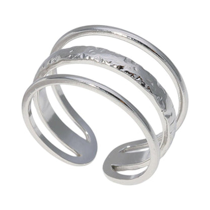 Open Ring Driedubbele Band: Glad en Gehamerd (15 mm RVS) - Aramat Jewels - Ringen - cadeautip