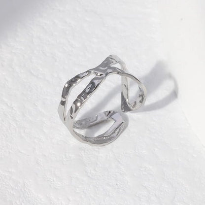 Open Ring Gehamerd Staal (RVS Verstelbaar) - Aramat Jewels - Ringen - cadeautip