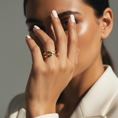 Open Ring Gehamerd Staal (RVS Verstelbaar) - Aramat Jewels - Ringen - cadeautip