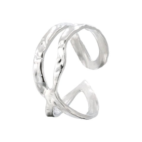 Open Ring Gehamerd Staal (RVS Verstelbaar) - Aramat Jewels - Ringen - cadeautip
