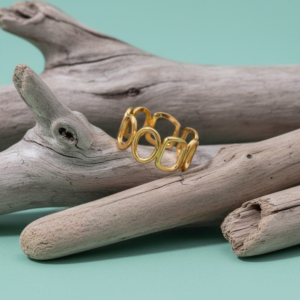 Open Ring met Ovale en Vierkante Schakels (Zilver - of Goudkleurig RVS) - Aramat Jewels - Ringen - cadeautip