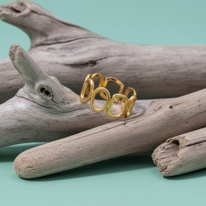 Open Ring met Ovale en Vierkante Schakels (Zilver - of Goudkleurig RVS) - Aramat Jewels - Ringen - cadeautip