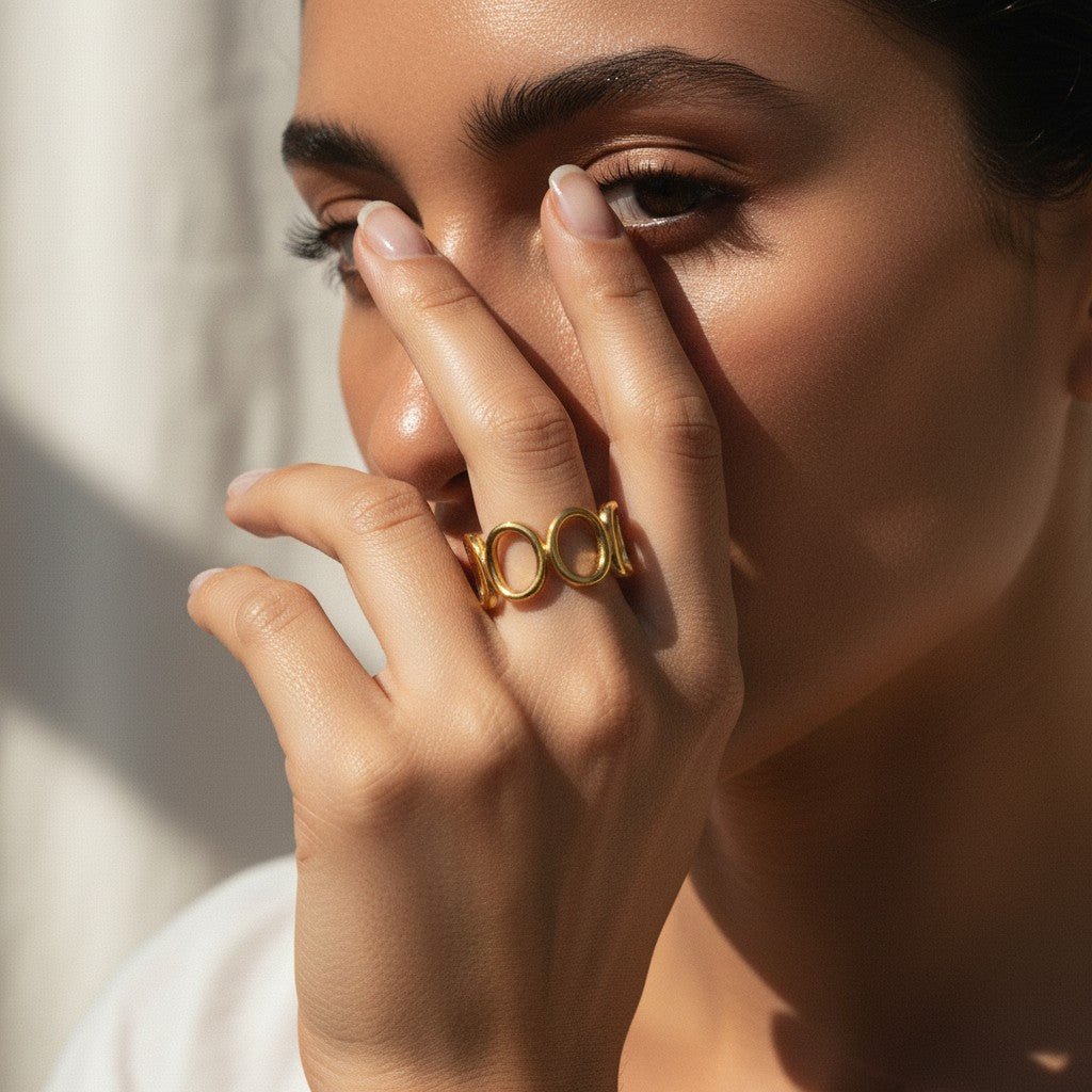 Open Ring met Ovale en Vierkante Schakels (Zilver - of Goudkleurig RVS) - Aramat Jewels - Ringen - cadeautip