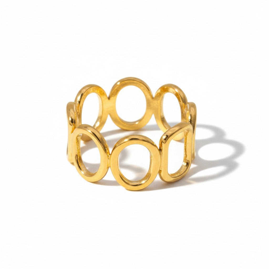 Open Ring met Ovale en Vierkante Schakels (Zilver - of Goudkleurig RVS) - Aramat Jewels - Ringen - cadeautip