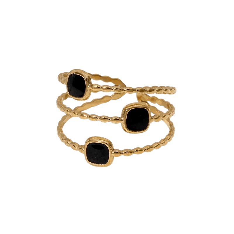 Open Ring Minimalistisch met Vierhoek en Emaille (Verstelbaar) - Aramat Jewels - Ringen - cadeautip