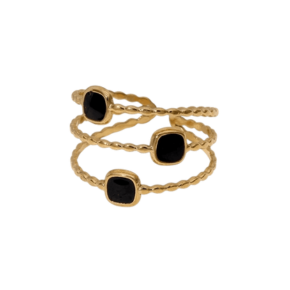 Open Ring Minimalistisch met Vierhoek en Emaille (Verstelbaar) - Aramat Jewels - Ringen - cadeautip