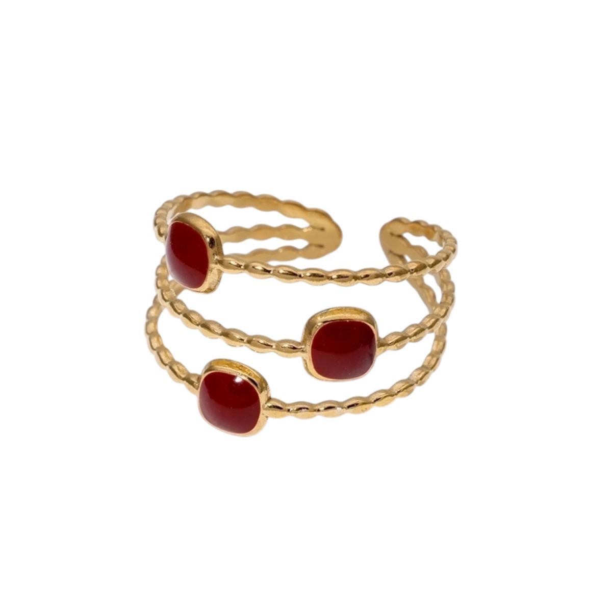 Open Ring Minimalistisch met Vierhoek en Emaille (Verstelbaar) - Aramat Jewels - Ringen - cadeautip