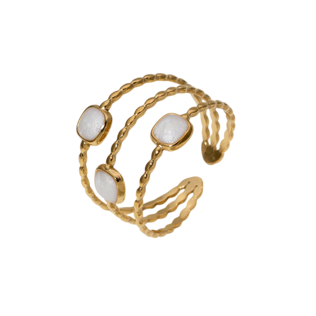 Open Ring Minimalistisch met Vierhoek en Emaille (Verstelbaar) - Aramat Jewels - Ringen - cadeautip