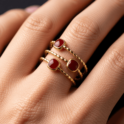 Open Ring Minimalistisch met Vierhoek en Emaille (Verstelbaar) - Aramat Jewels - Ringen - cadeautip