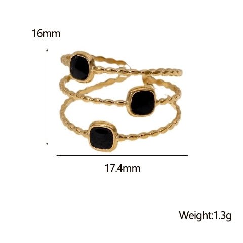 Open Ring Minimalistisch met Vierhoek en Emaille (Verstelbaar) - Aramat Jewels - Ringen - cadeautip